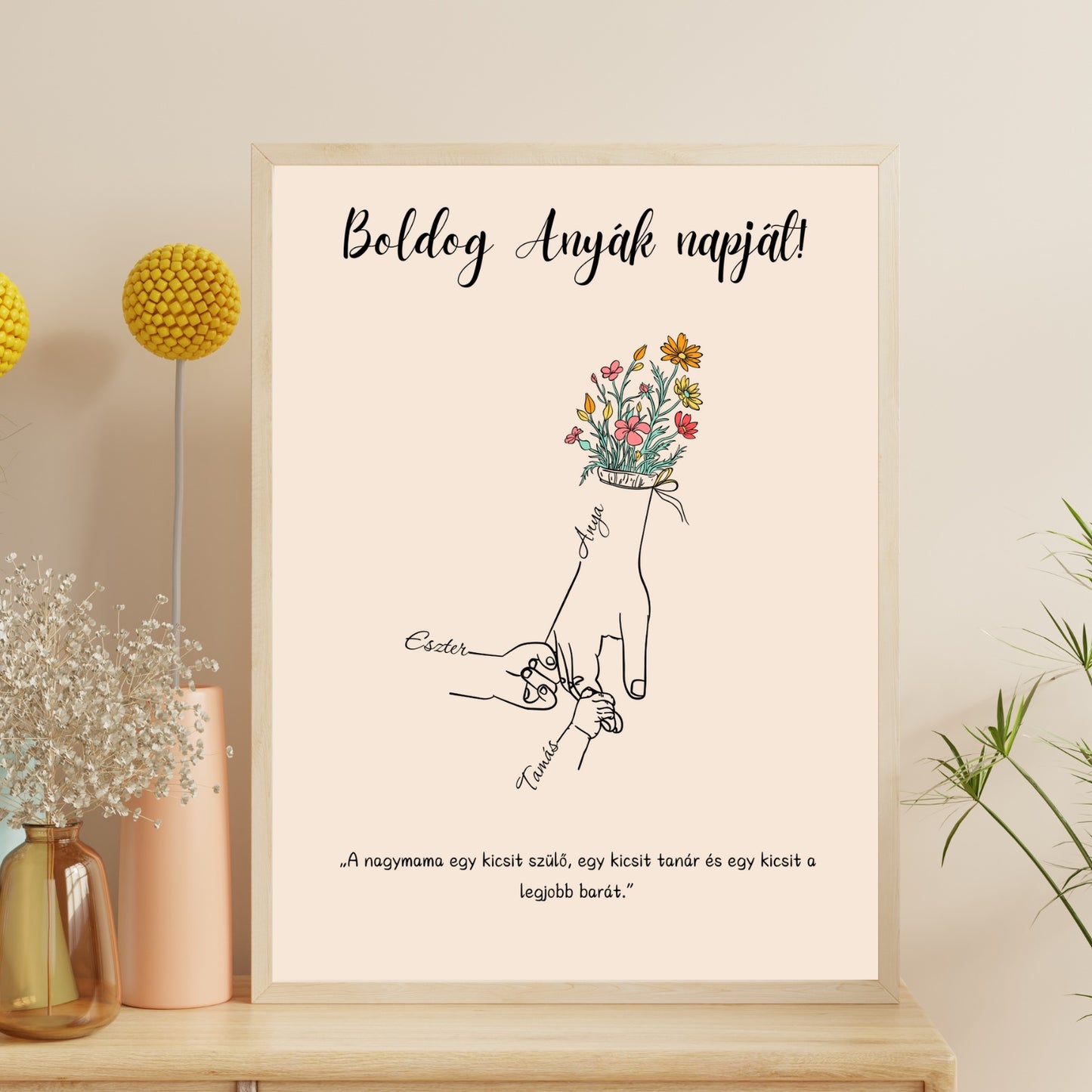 Személyre szabott "Kezek" kép Anyák napjára