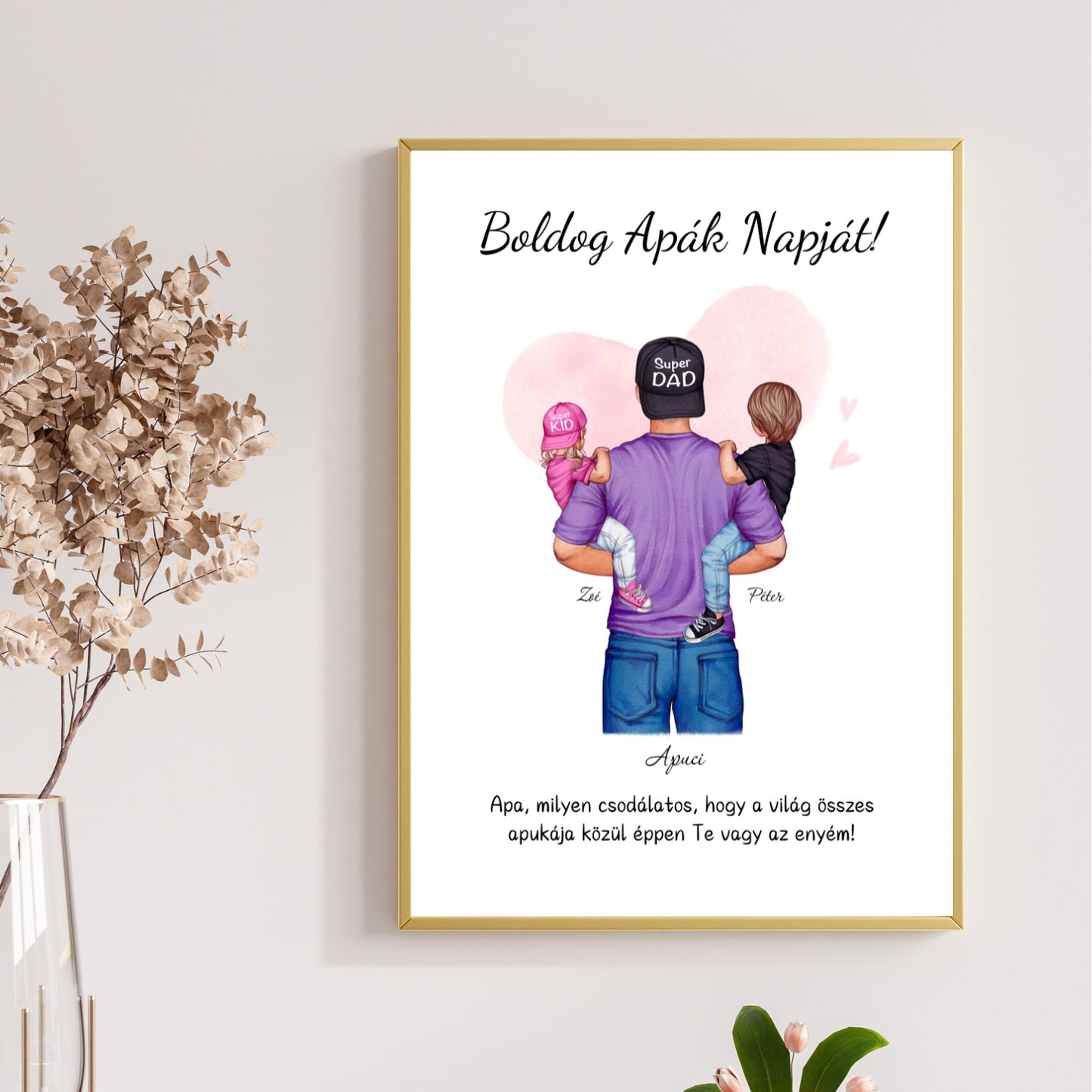 Apák napjára Apa-Gyerek(ek) kép (Egész alakos)
