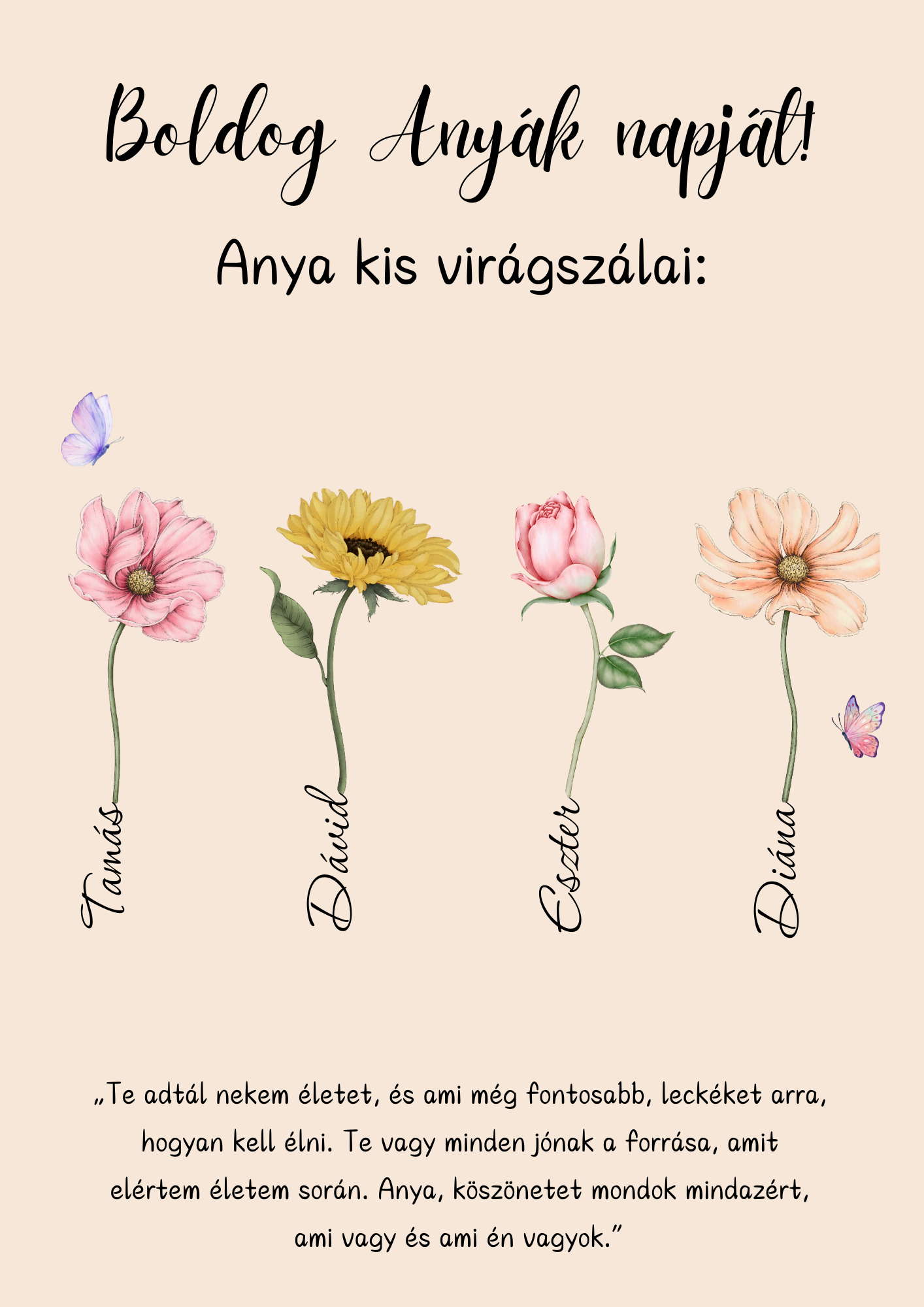 Személyre Szabott Virágos Plakát Anyák Napjára